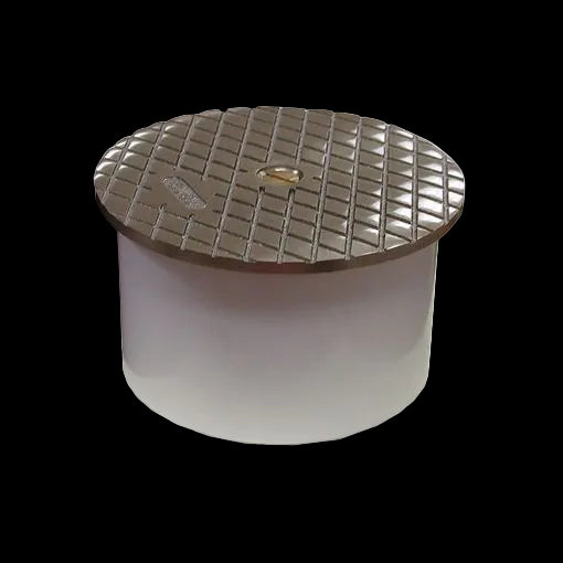 Jones Stephens 4" PVC Inside Pipe Fit Cleanout with 4-1/2" Nickel Bronze Round Cover