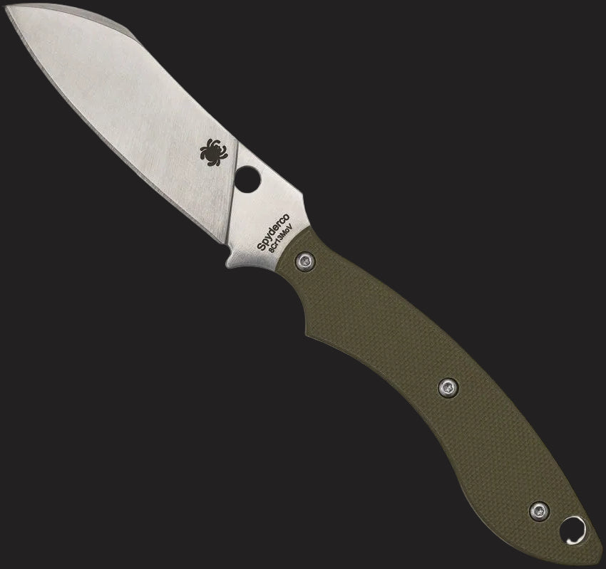 Spyderco Stok Drop Point Fixed Blade Knife — OD Green G-10 / 8Cr13MoV