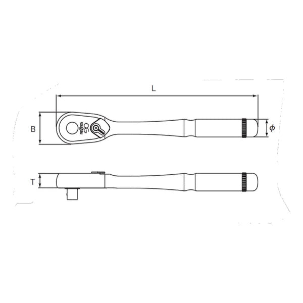 nepros 1/2"sq. Ratchet Handle (90-Tooth) NBR490