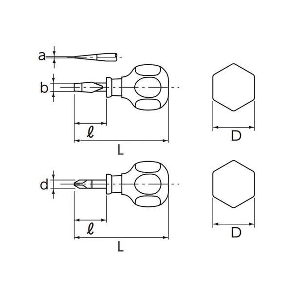 nepros Stubby Wooden Grip Screwdriver ND3PS-2